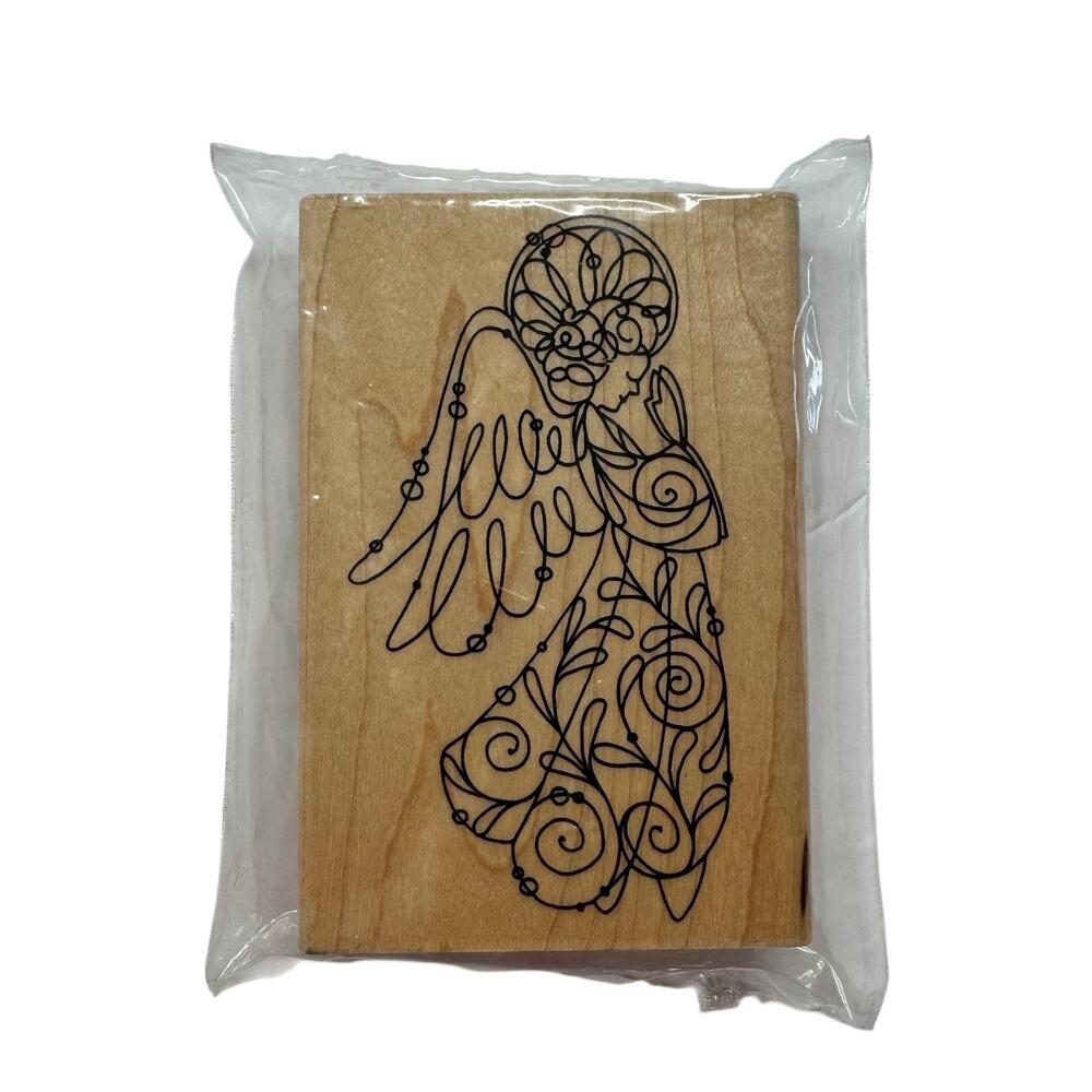 Vintage Angelica Praying Angel STAMPENDOUS Rubber Stamp Wood 2002 Wire Works